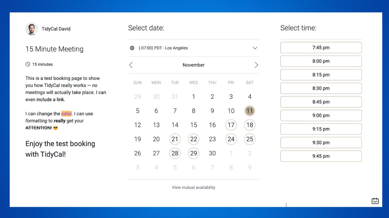 Top 15 Alternatives to Calendly for Online Appointment Scheduling 4 Tidycal is a sleek and minimalist scheduling software designed for individuals and freelancers who value simplicity and efficiency.