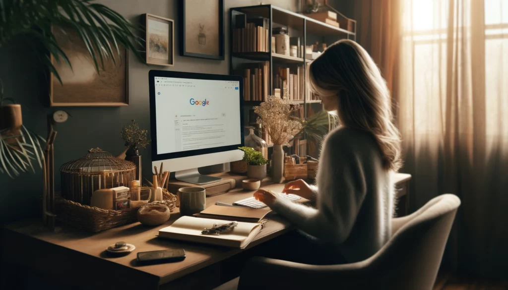 woman using google docs
