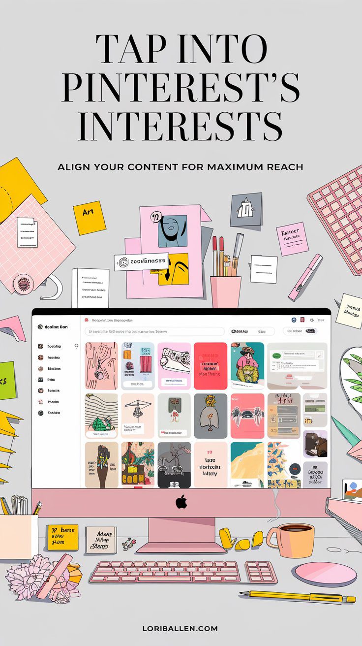 Stop Overthinking Pinterest: Here’s How to Dominate the Platform 18 A Pinterest dashboard on a computer screen, showcasing the importance of leveraging Pinterest’s interests and annotations for strategic content alignment.