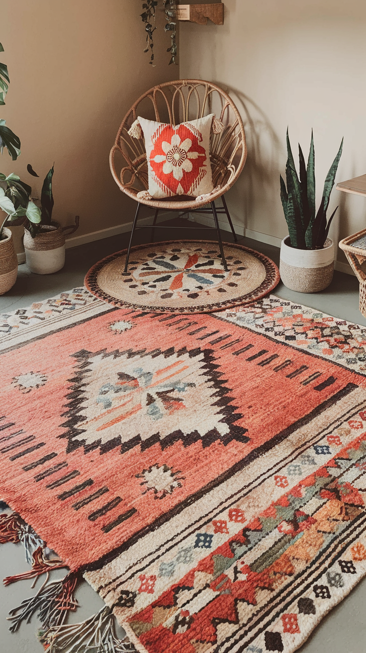 10 Ways to Boho a Room on a Budget 17 Pinterest Title: Layered Rugs for LessPinterest Description: Learn how to layer affordable rugs to create a cozy, boho vibe in your room without breaking the bank.